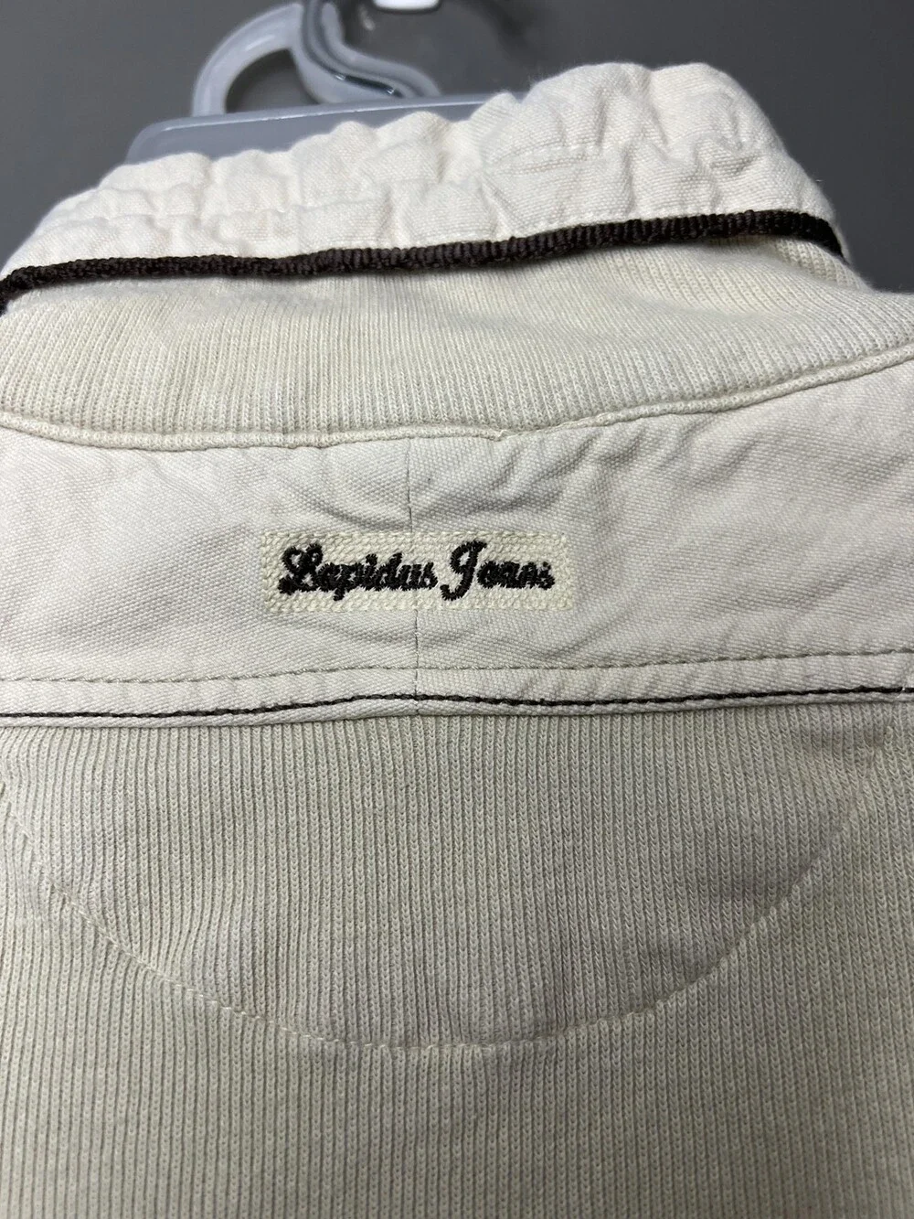 Ted Lapidus Jeans Sweater Mens Large Beige Quarter Zip Cotton Pullover Top